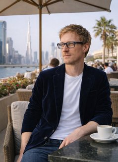 A Classy British Man in a Velvet Blazer - Male escort in Dubai Photo 2 of 2